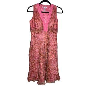 Laundry Dress Size 8 Silk Sleeveless Paisley By Shelli Segal Mini Dress Women's